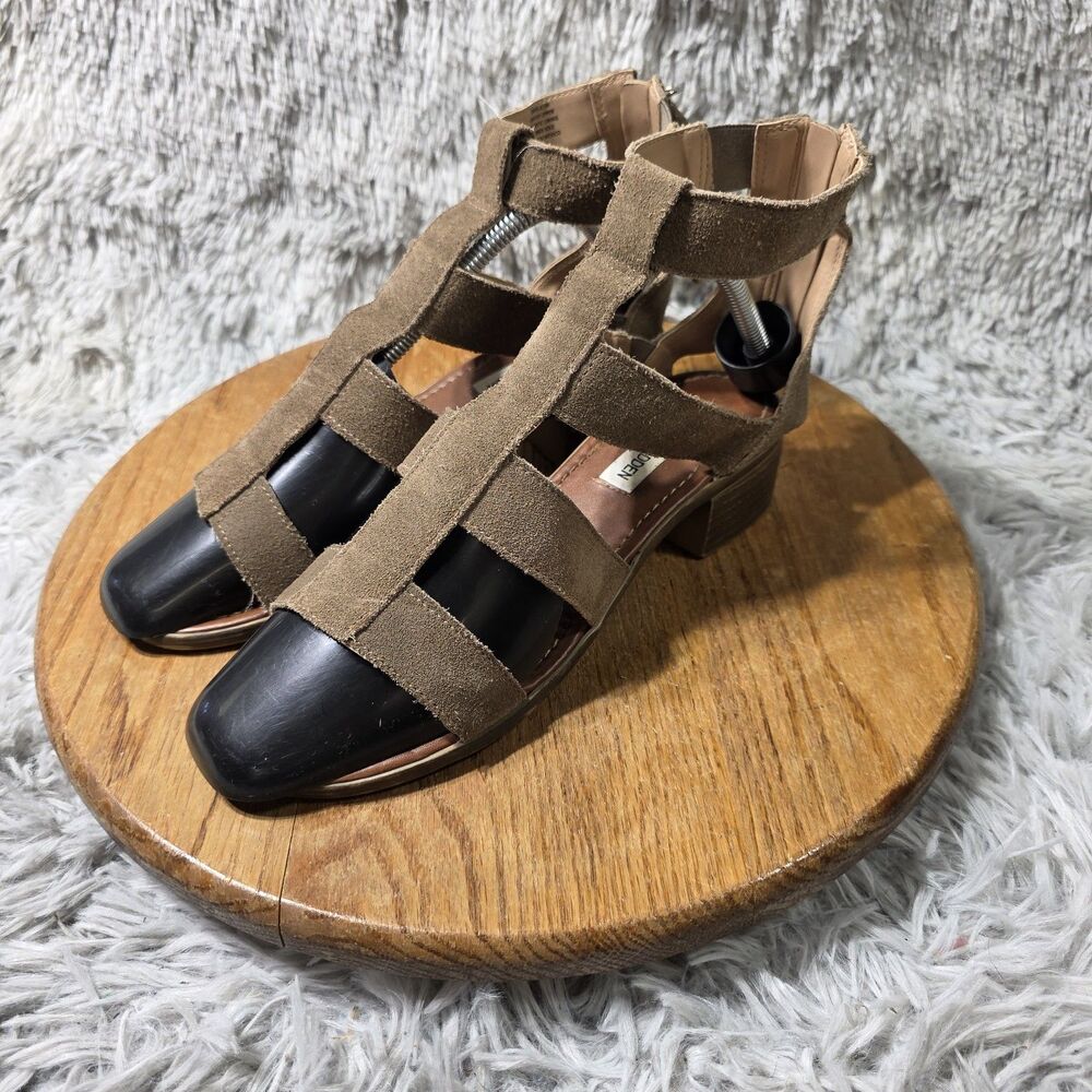Steve Madden Gladiator Sandals Brown Suede Womens Sz 8.5 Daviss Comfy Stretchy